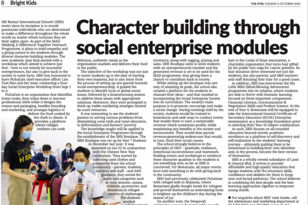 Character building through social enterprise modules